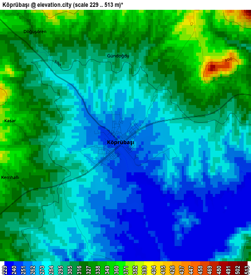 Köprübaşı elevation map