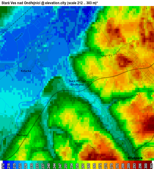 Stará Ves nad Ondřejnicí elevation map