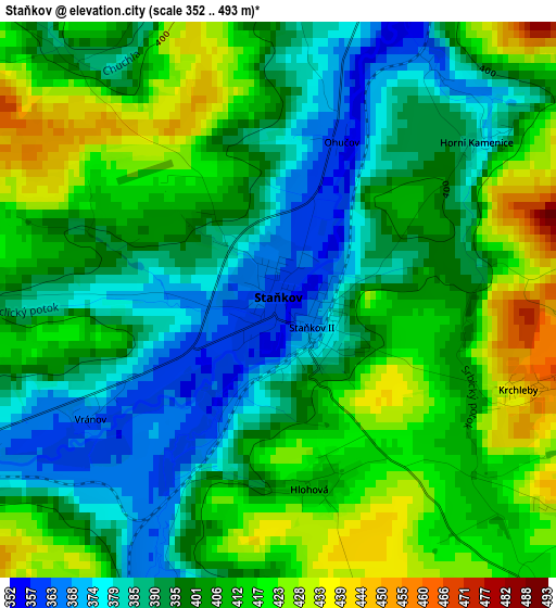 Staňkov elevation map