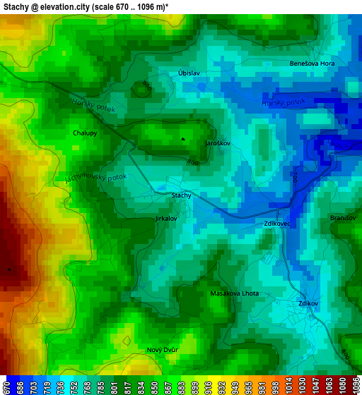Stachy elevation map