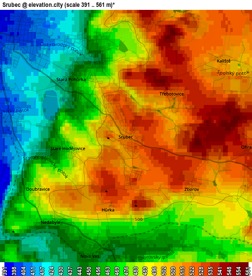 Srubec elevation map