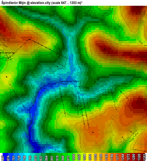 Špindlerův Mlýn elevation map