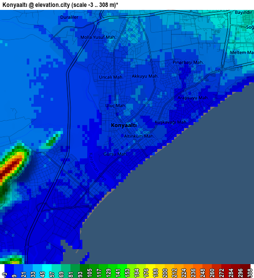 Konyaaltı elevation map
