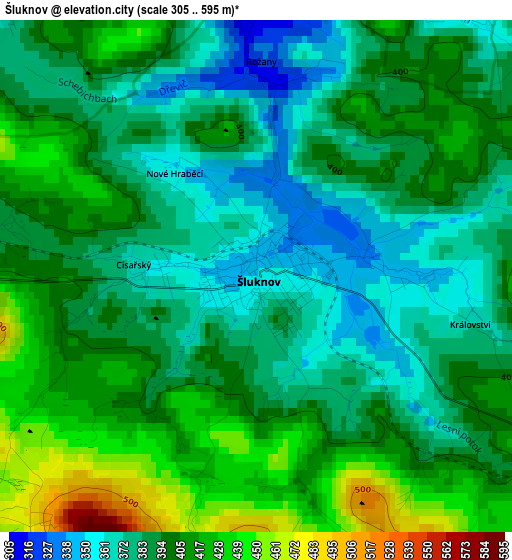 Šluknov elevation map