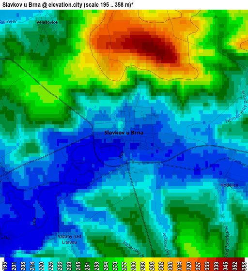 Slavkov u Brna elevation map