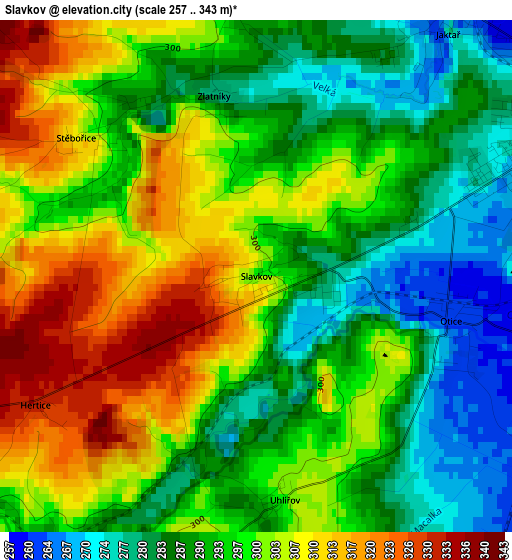 Slavkov elevation map