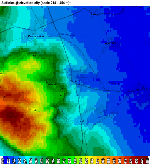 Slatinice elevation map