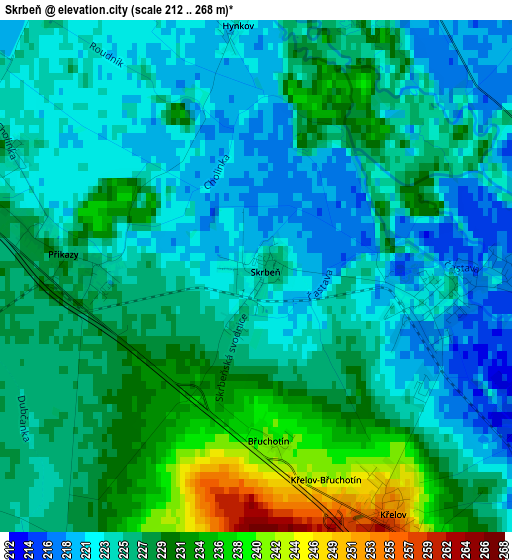 Skrbeň elevation map