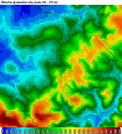 Šitbořice elevation map