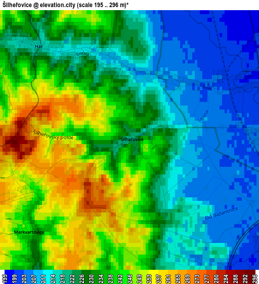 Šilheřovice elevation map