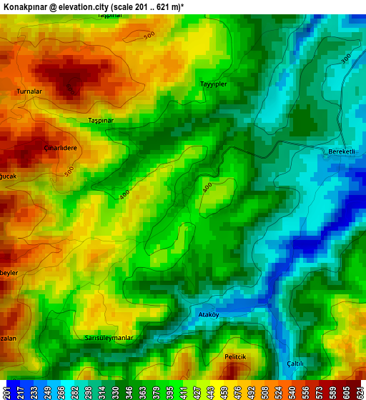 Konakpınar elevation map