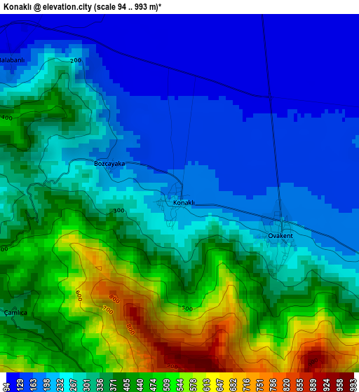 Konaklı elevation map