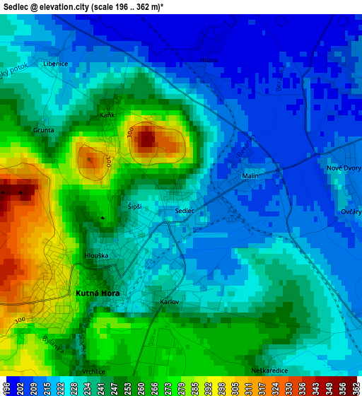 Sedlec elevation map