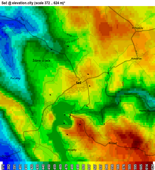 Seč elevation map