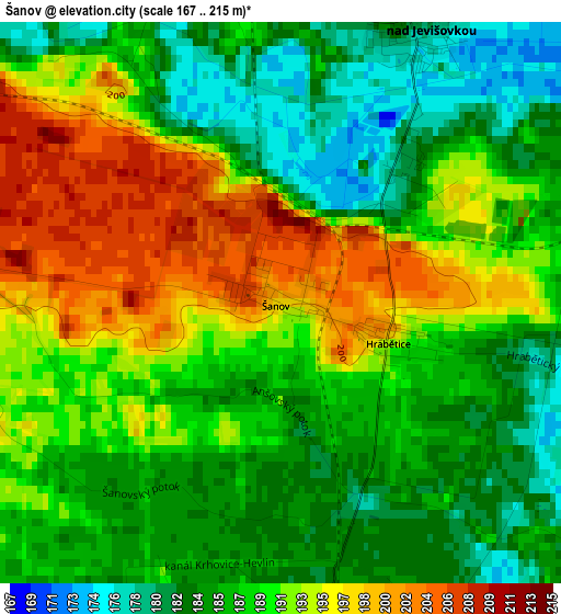 Šanov elevation map