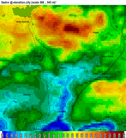 Sadov elevation map