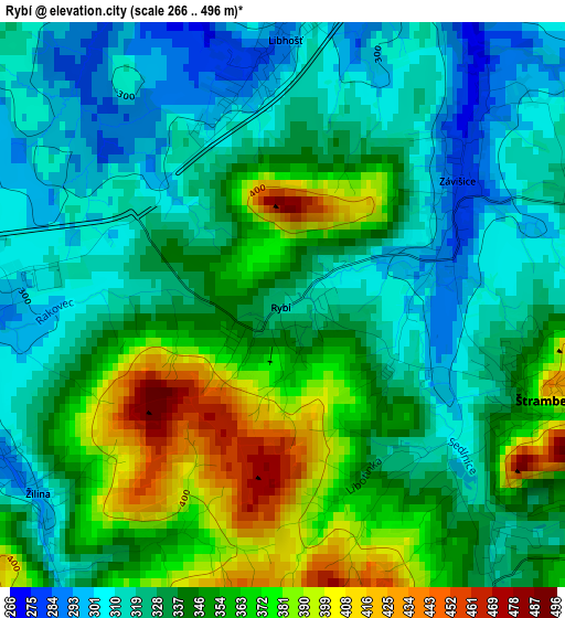 Rybí elevation map