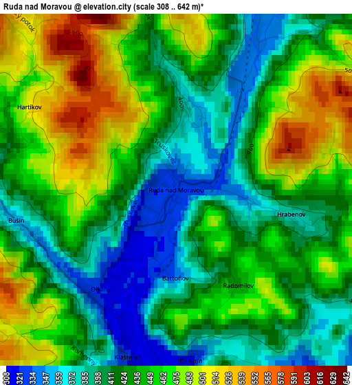 Ruda nad Moravou elevation map