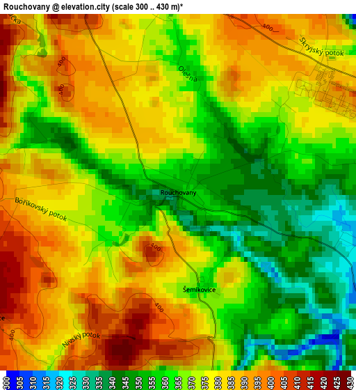 Rouchovany elevation map