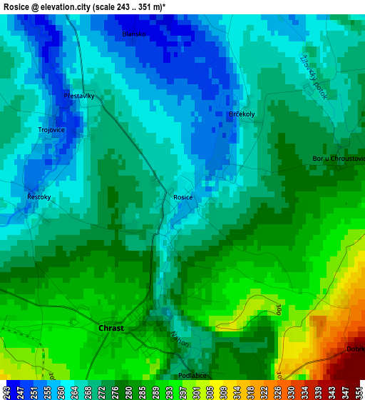 Rosice elevation map