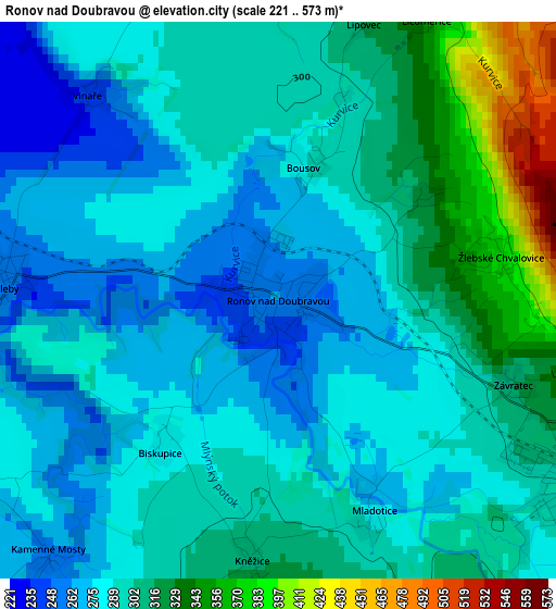 Ronov nad Doubravou elevation map