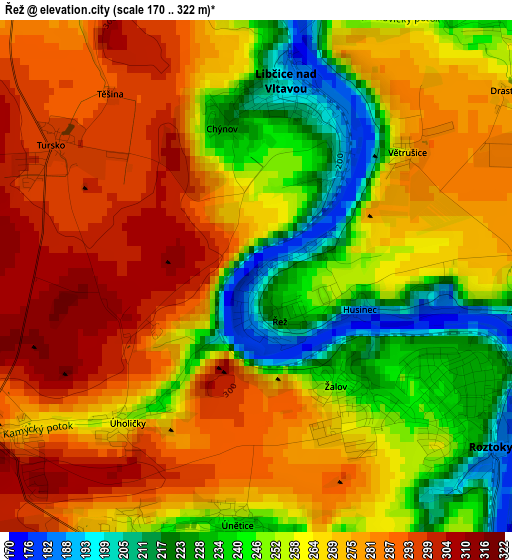 Řež elevation map