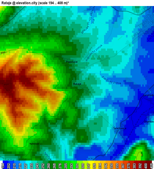 Rataje elevation map