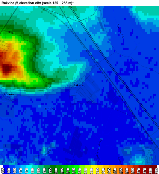 Rakvice elevation map