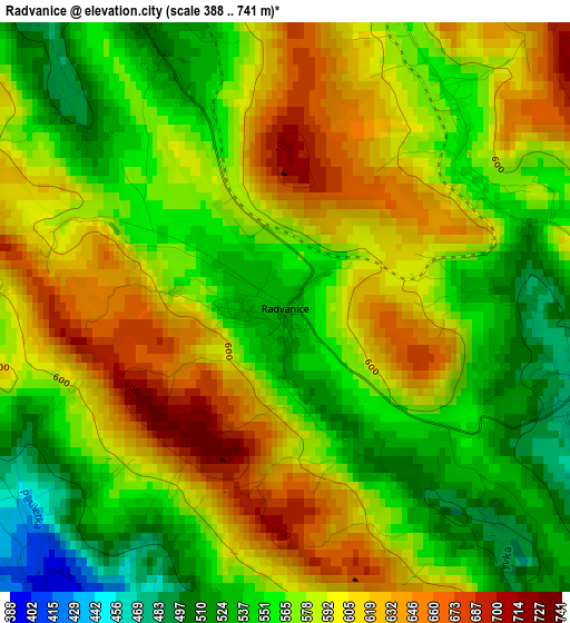 Radvanice elevation map