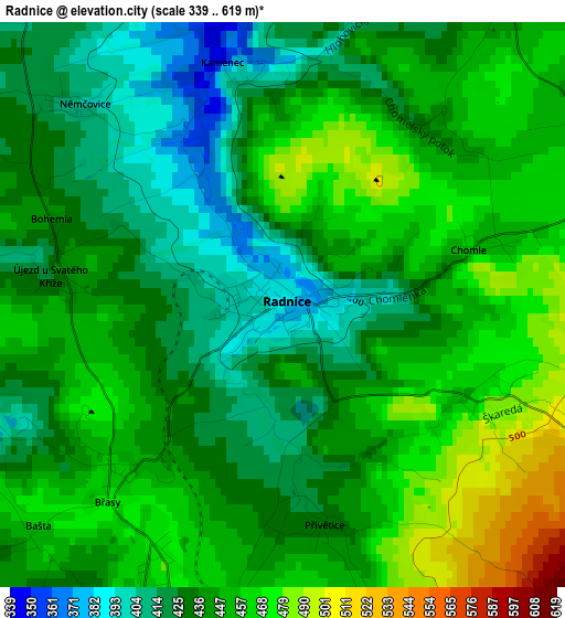 Radnice elevation map