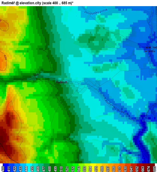 Radiměř elevation map