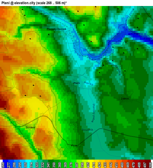 Ptení elevation map