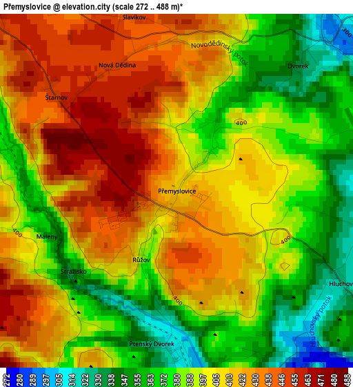 Přemyslovice elevation map