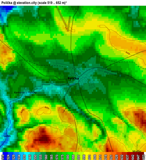 Polička elevation map