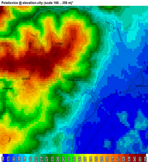 Polešovice elevation map