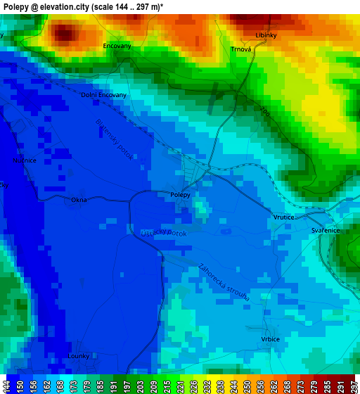 Polepy elevation map