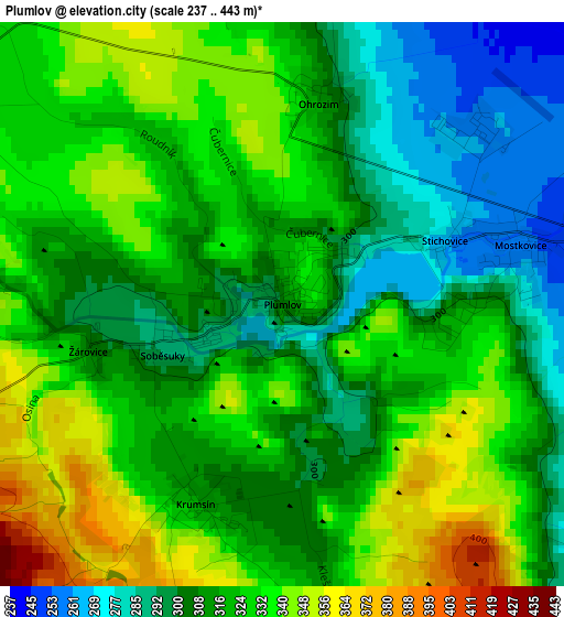 Plumlov elevation map