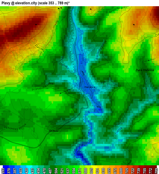 Plavy elevation map