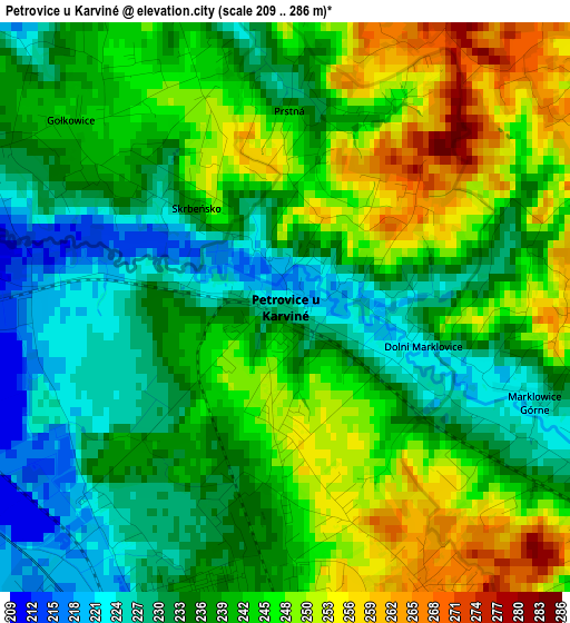 Petrovice u Karviné elevation map