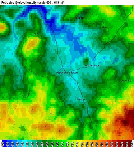 Petrovice elevation map