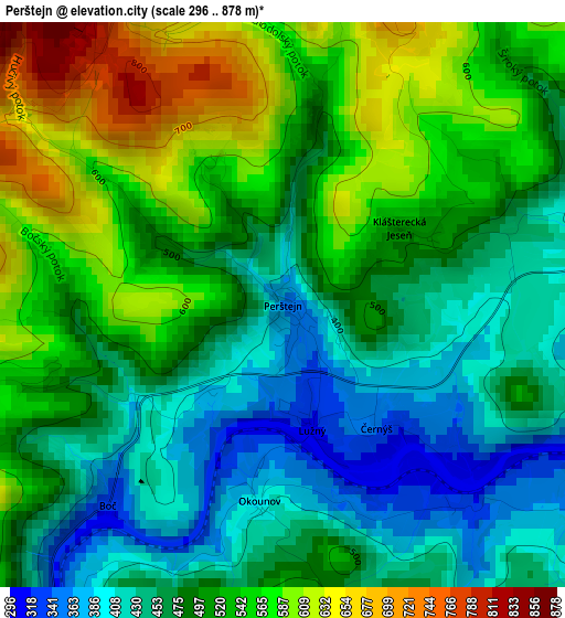 Perštejn elevation map