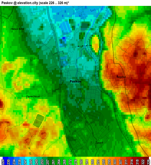 Paskov elevation map