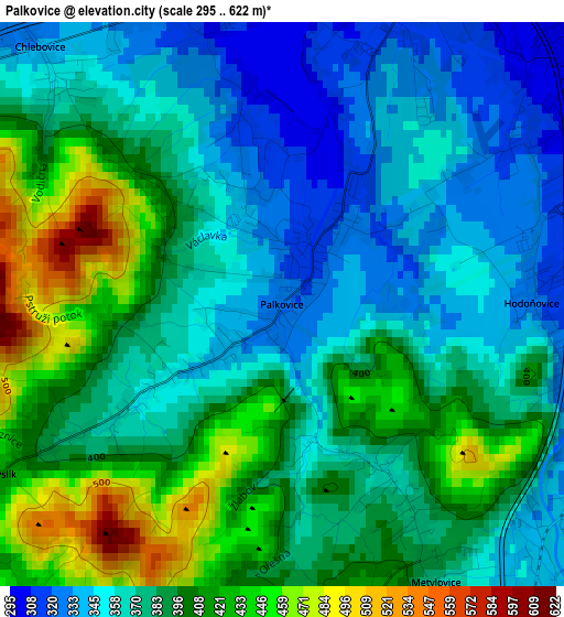 Palkovice elevation map