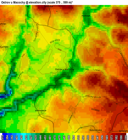 Ostrov u Macochy elevation map