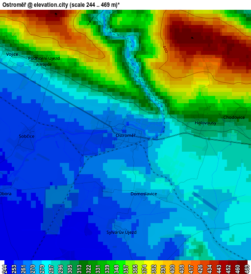 Ostroměř elevation map