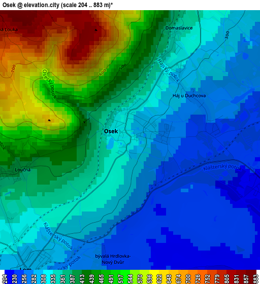 Osek elevation map