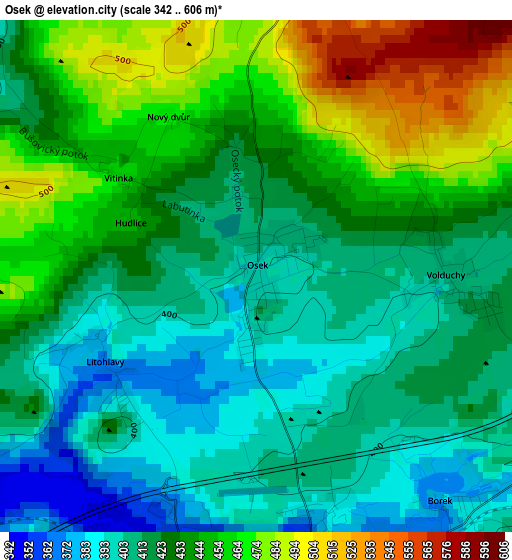 Osek elevation map