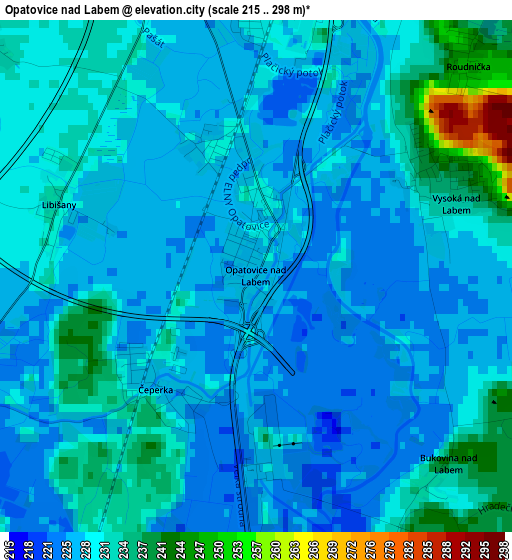 Opatovice nad Labem elevation map