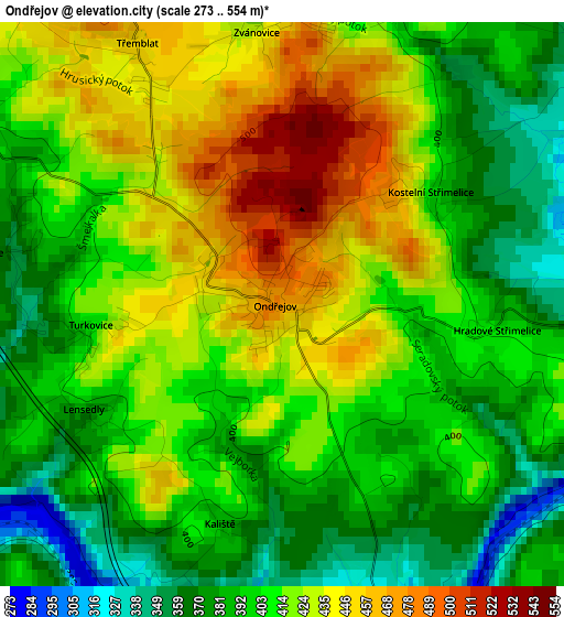 Ondřejov elevation map