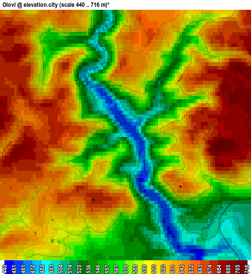 Oloví elevation map